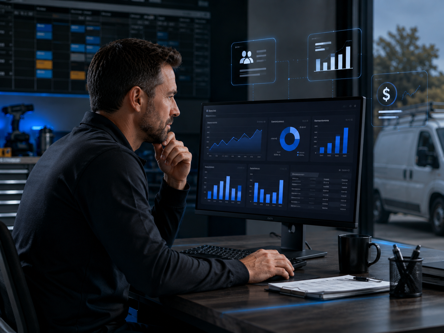 An organized business dashboard replacing manual work