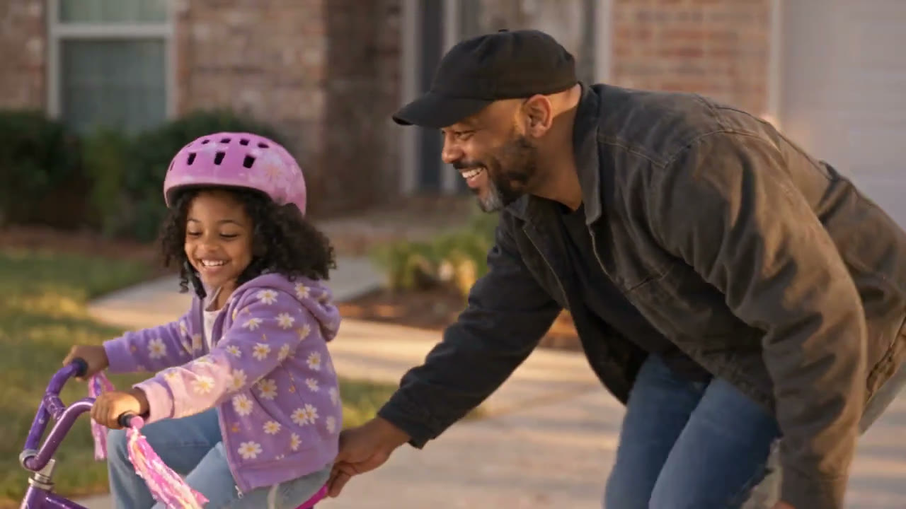 Cinematic concept of a father celebrating his daughter's first car