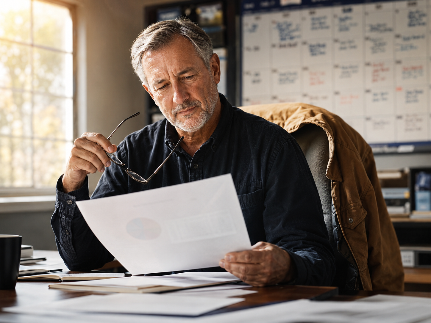 An established owner reviewing his business scorecard