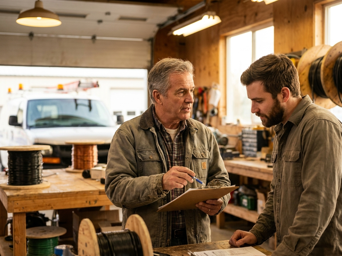 An owner and his successor working side by side in the family business